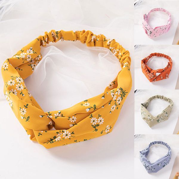 

hair accessories 1pcs small daisy flowers headband knotted band makeup washing face sports cross elastic head wrap hairband