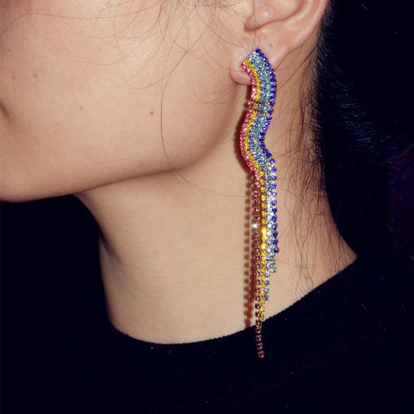 

dangle & chandelier bohemian style multicolors rhinestone earrings for women fashion jewelry ladys' statement accessories, Silver