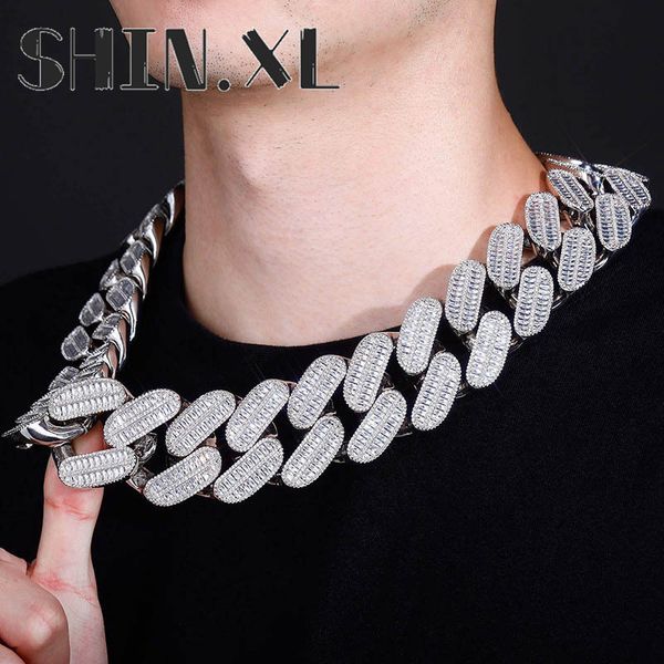 

men hip hop necklace 39mm thick cuban chain style plated iced out cubic zirconia stone for jewelry gift, Silver
