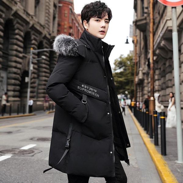 

men's warm coat with long collar1, Black