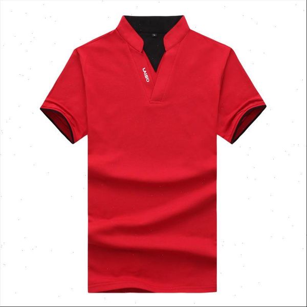 

2021 summer new fashion polo shirt men cotton casual stand collar short sleeve polo shirts male pure color v neck polo shirt, White;black