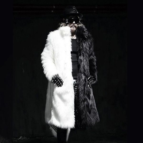 

men's fur & faux fashion man coat winter jacket black gown white long windbreaker thick warm