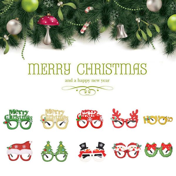 

christmas cute cartoon glasses frame glittered eyeglasses no lens for kids adults xmas party decoration