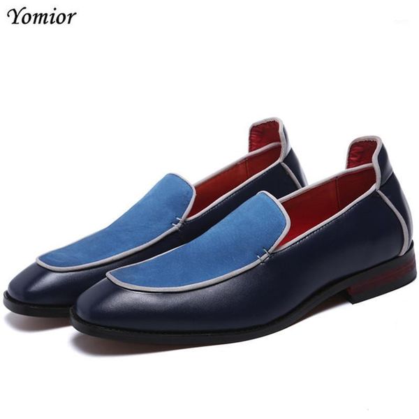 

yomior new fashion genuine leather men dress shoes italian style business formal flats loafers classic elegant wedding shoes1, Black