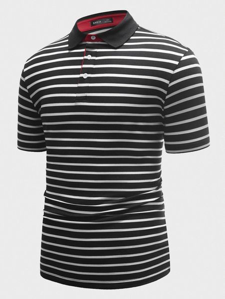 

men striped polo shirt l3ny#, White;black