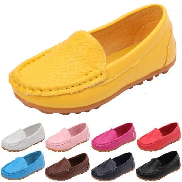 

athletic & outdoor 12 colors all sizes 21-36 children shoes pu leather casual styles boys girls soft comfortable loafers slip on kids1, Black