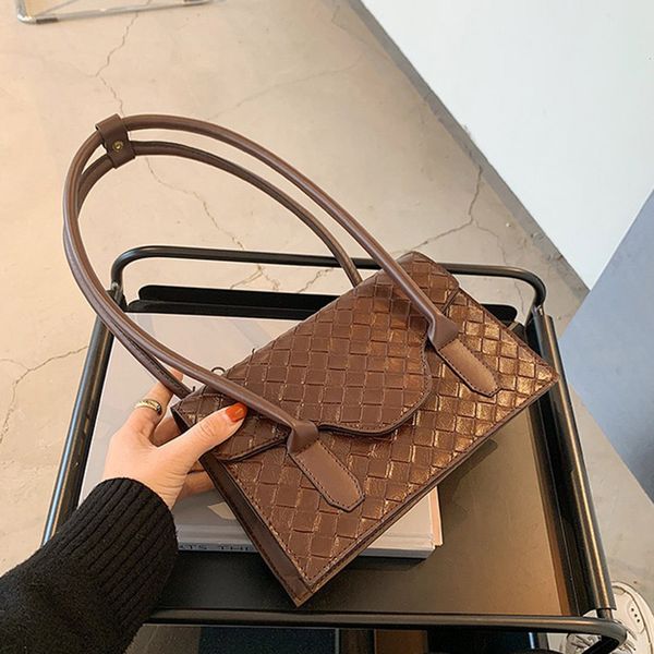 

portable woven pattern small handbag new fashion one-shoulder crossbody underarm square sling bag 4color ship