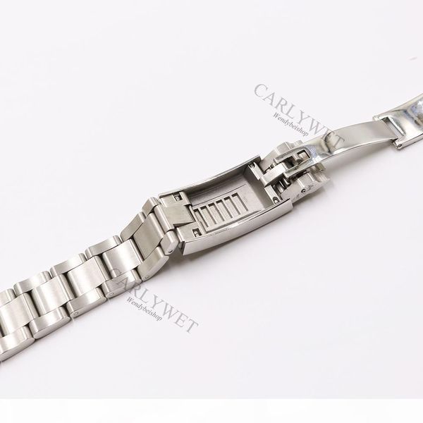 

carlywet 20mm two tone rose gold silver black solid curved end screw links new style glide lock clasp steel watch band bracelet, Black;brown