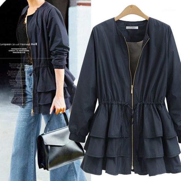 

autumn winter women elegant slim jacket zip up ruffle coat peplum womens tunic solid jackets and coats outerwear1, Black;brown