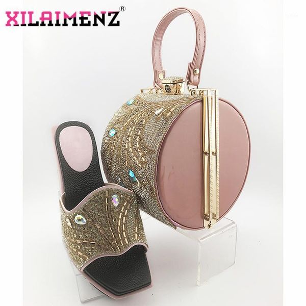 

pink color 2020 summer new arrivals italian women shoes and nice bag to match novelty style for wedding party1, Black