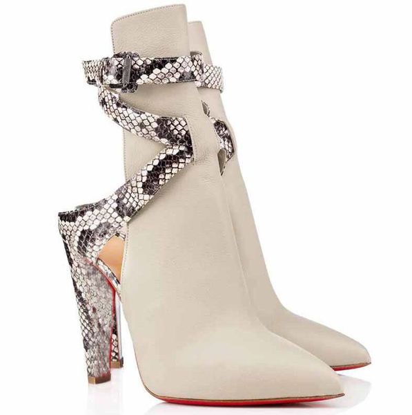 

fashion luxury women's red bottom pointipik ankle boots pointed toe lady booties high heels party wedding dress winter/fall booty eu35, Black