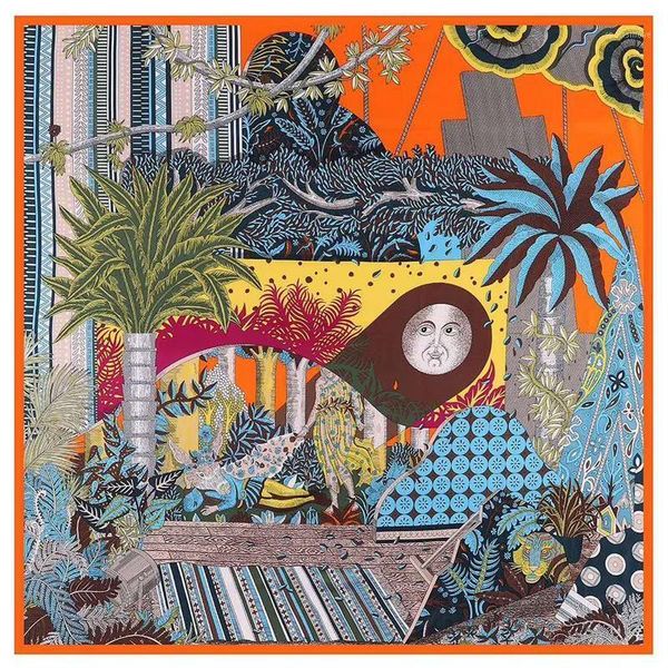 

scarves luxury designer midsummer night's dream sun twill silk women's scarf fashion square shawl neck wear accessory 130cm1, Blue;gray