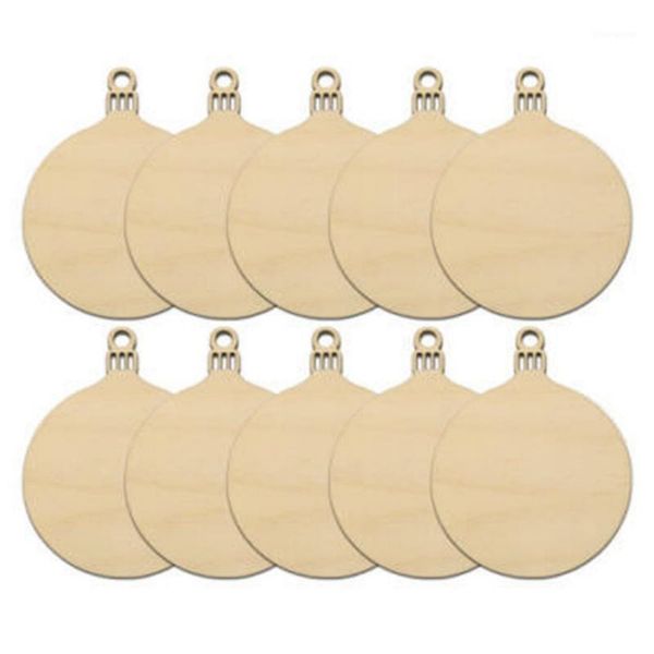 

new christmas balls decorations 10pcs wooden round baubles tags art craft ornaments diy xmas decors1