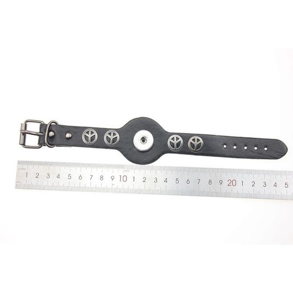 

fashion interchangeable snap jewelry new pu leather charm black brown bracelet fit snaps buttons bracelet 25cm bbyabm, Golden;silver