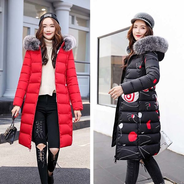 

2021 new winter jacket women new arrival print parka ladies coats winter coat women clothing casacos de inverno feminino coat women vibw, Black