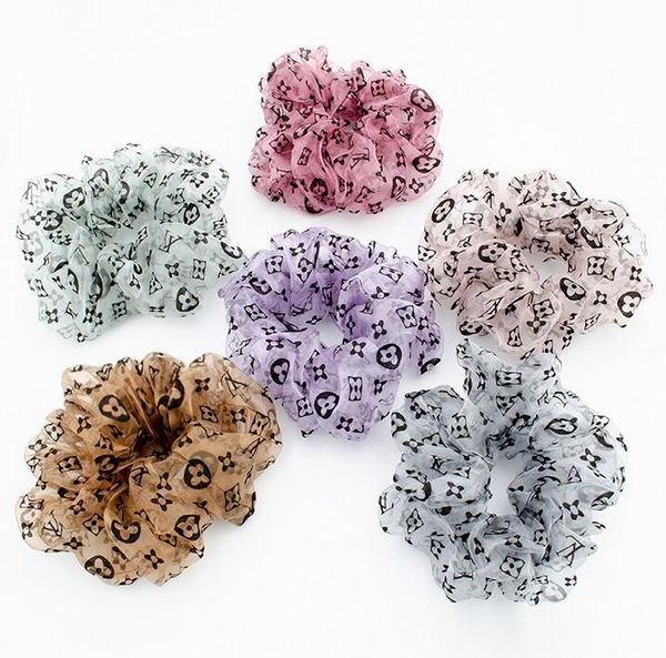 

women scrunchies hairbands letter print satin hair bands large intestine hair ties ropes ponytail holder hair accessories brand designs