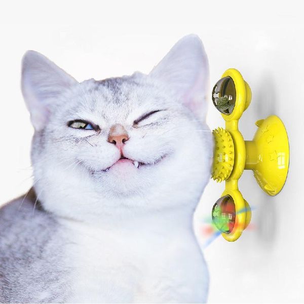 

fashion windmill bell cat toy turntable teasing interactive cat toys with catnip tickle pet ball toys pet supplies cwjb031