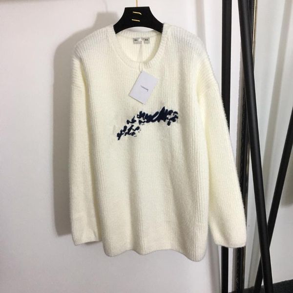 

2021 winter sweater ladies mid-length woolen sweater knit loose new casual fashion autumn and winter ladies, White;black