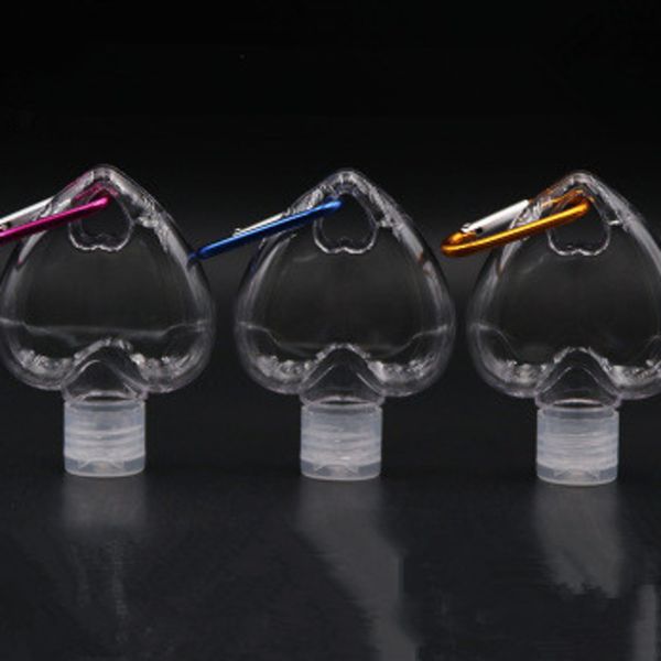 

50ml heart shape hook bottle petg barb bottle hand sanitizer clear transparent gel bottles alcohol gel bottle carabiner bottles