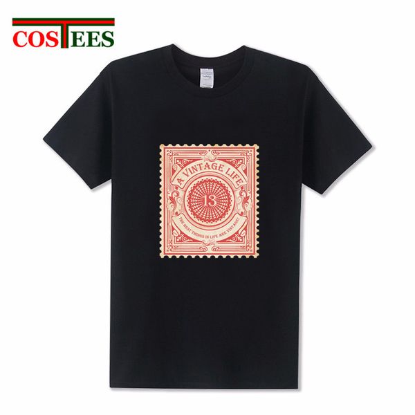 

postage stamp design a vintage life logo the things in life are vintage fashion retro genuine hooded sweatshirt hoodie men t shirt