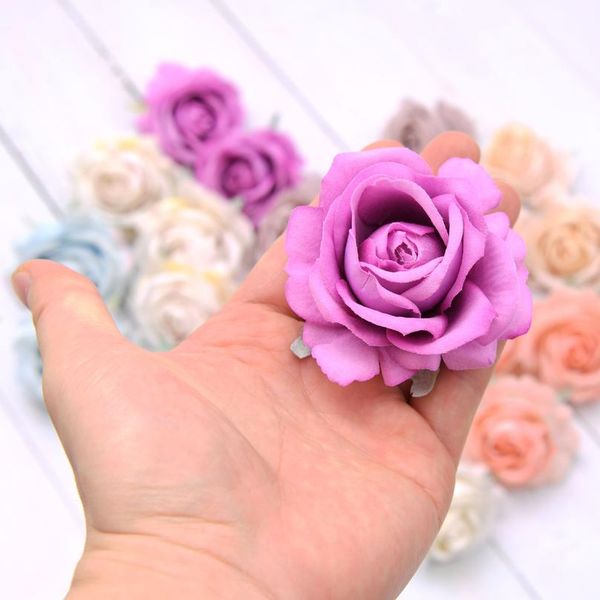 

10pcs flannelette artificial rose silk flower heads diy wedding decoration wreath scrapbooking craft fake sqcjqv