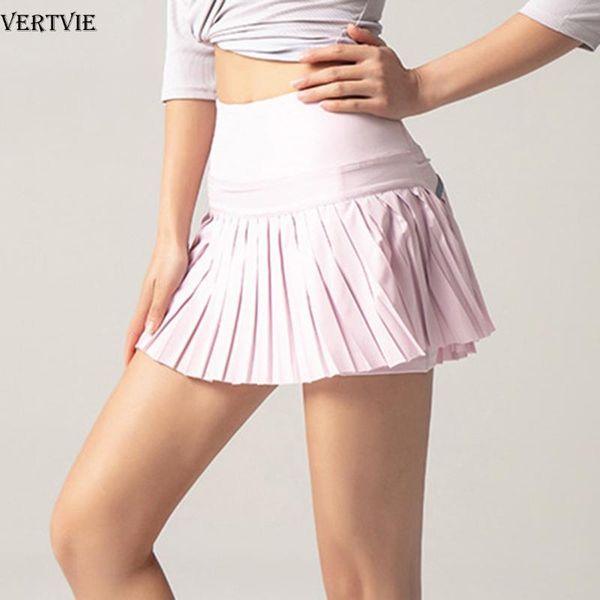 

vertvie yoga shorts women fitness elastic running workout short leggings for ladies gym sport shorts anti exposure outdoor skirt, White;red