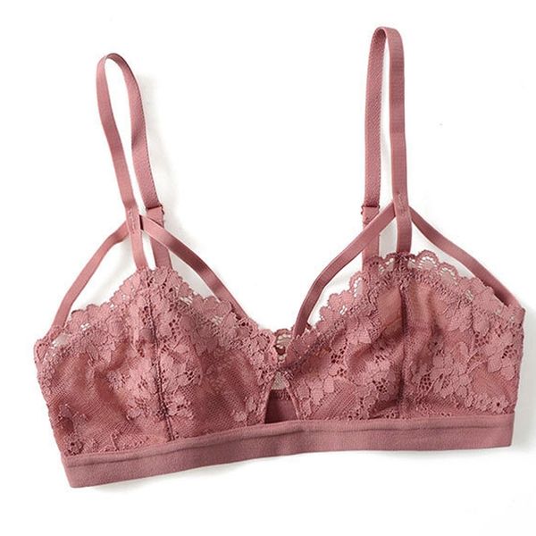 

wriufred lace ultra-thin wire bras women without sponge bra transparent bralette fashion female lingerie y200415, Red;black