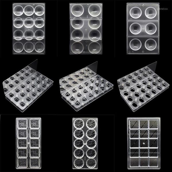 

chocolate candy 3d bar ball molds form polycarbonate moldes para cake baking pastry tools plastic chocolate combined tray moulds1