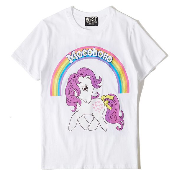 

deluxe 2021 new news rainbow men pony t-shirts hip skateboard street cotton shirt kenye #111 jwu0, White;black