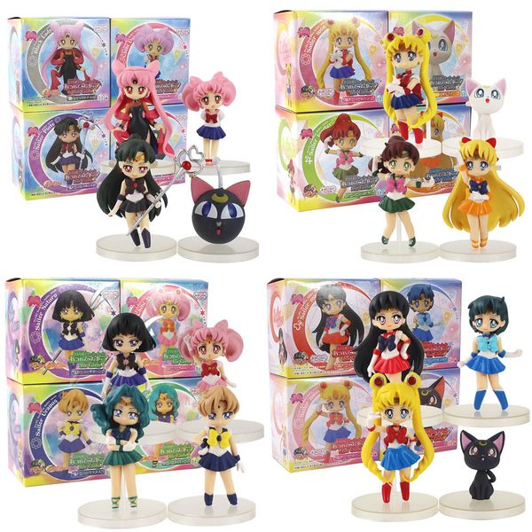 

16pcs/lot anime sailor moon figures tsukino sailor mars mercury jupiter venus saturn figure toy pvc model dolls 6~7cm x0121