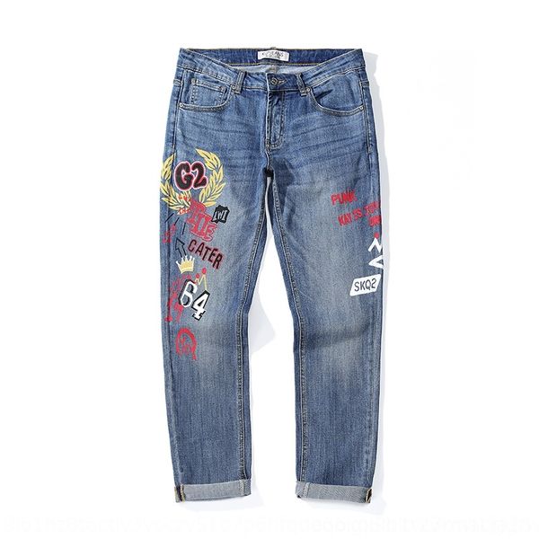 

eyy7i flz casual oem jeansjeans and jeanstrendy men's jeans light blue men's personalized printed breathable loose casual pants pa