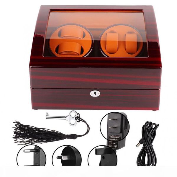 

professional 4 slot automatic watch winder case mechanical wristwatch rotate box 100-240v watch repair tool for watchmaker, Black;blue