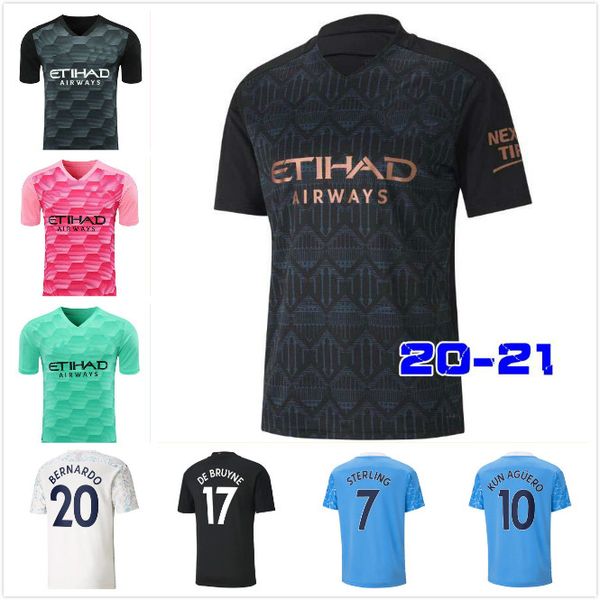 

20 21 soccer jersey 2020 2021 sterling football shirt city kun aguero de bruyne gesus bernardo man mahrez ferran foden men kids kits, Black;yellow