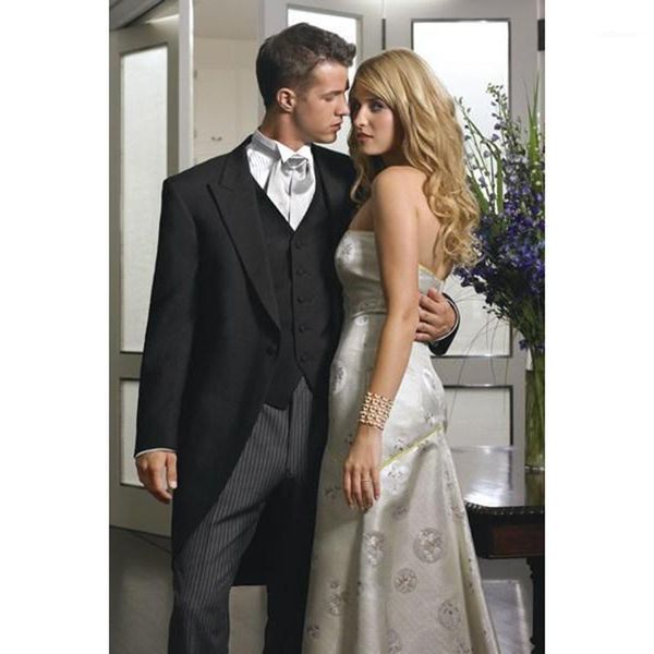 

2020 elegant black costume homme bridegroom morning wedding dress men suit groomwear 3 piece mens suits (jacket+vest+pants)1, White;black