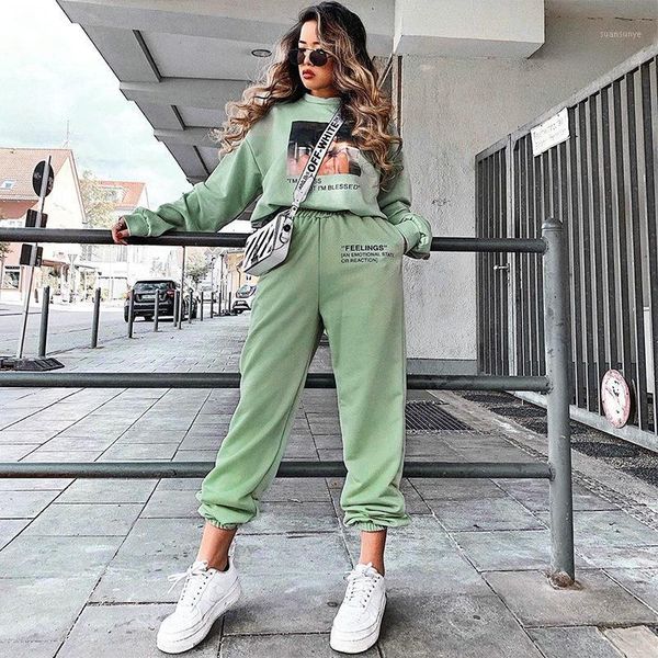 

2020 new solid color slim-fitting casual pants women's elastic waistband letter printed sweatpants1, Black;white