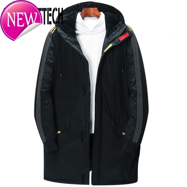 

brand winter jacket men parka hooded coat thick warm mens winter jacket windproof father's gift parka, Black