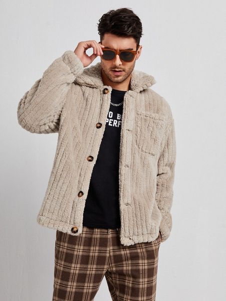 

men patched pocket flannel coat z5xe#, Black;brown
