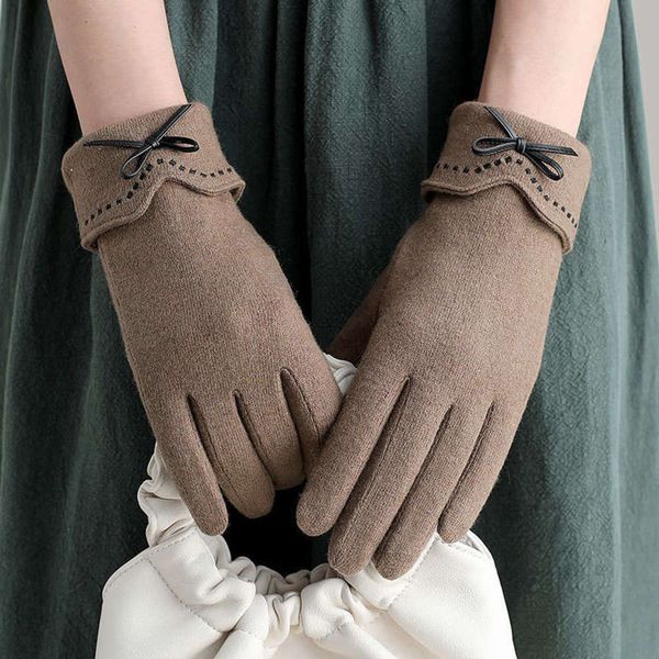 

winter 0301 warm women' winter gloves outdoor wool plush korean sports cycling thickening touch screen windproof7p5s, Blue;gray