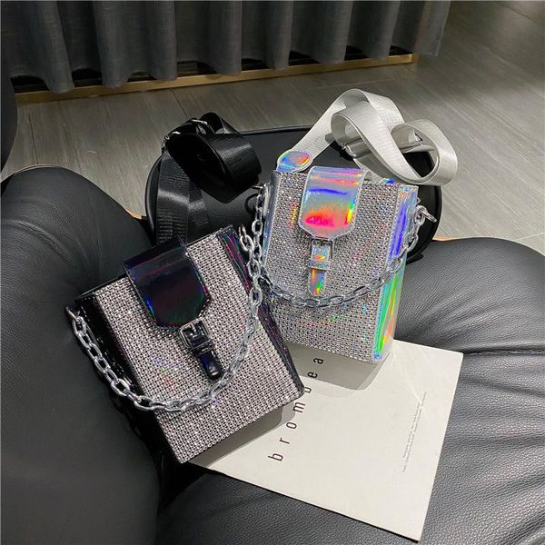 

fashion female shoulder bag shinny rhinestones crossbody bag cosmetic women black silver handbag