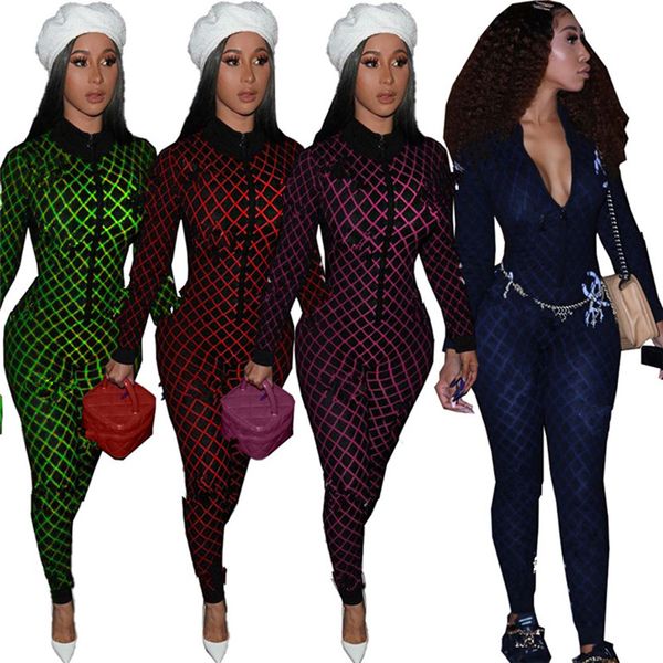 

fall winter clothing women jumpsuits skinny bodysuits long sleeve rompers skinny overalls black xl leggings dhl shipping 4039, Gray