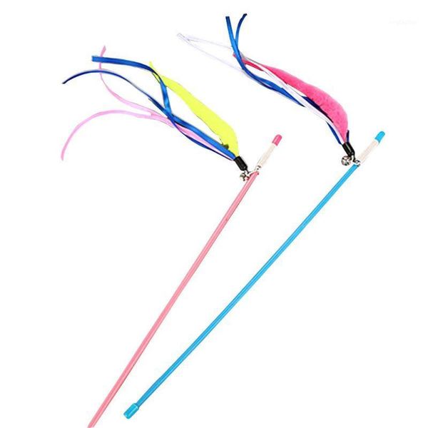

cat toys cute funny colorful rod teaser wand plastic pet for cats interactive stick supplies drop1
