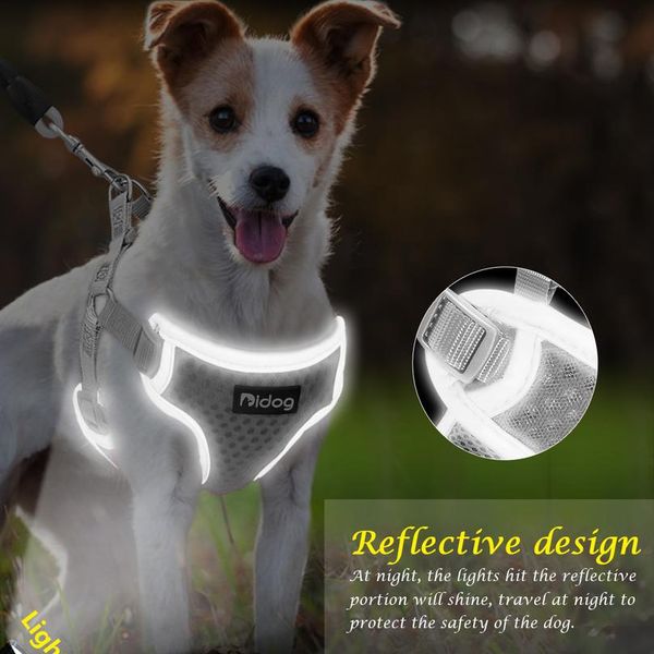 

breathable nylon mesh dog puppy harness no-pull reflective pet harness vest dog leash for small large dog pitbull french bbywso