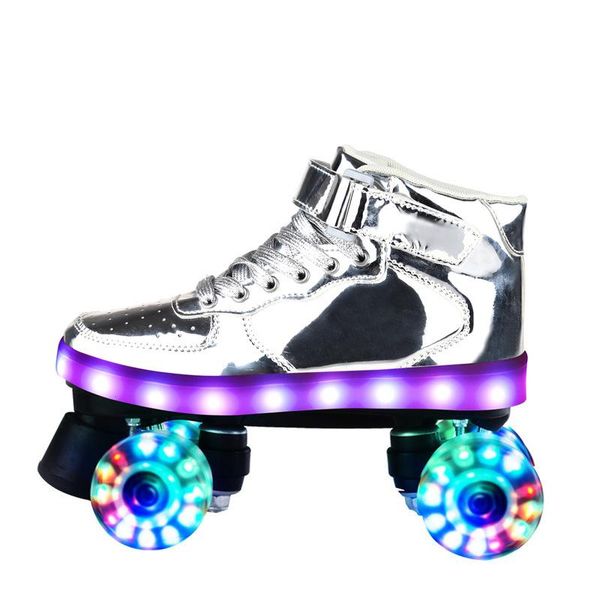 

inline & roller skates cool double-line shoes men's and women's four-wheel two-line soles wheels luminous breathable