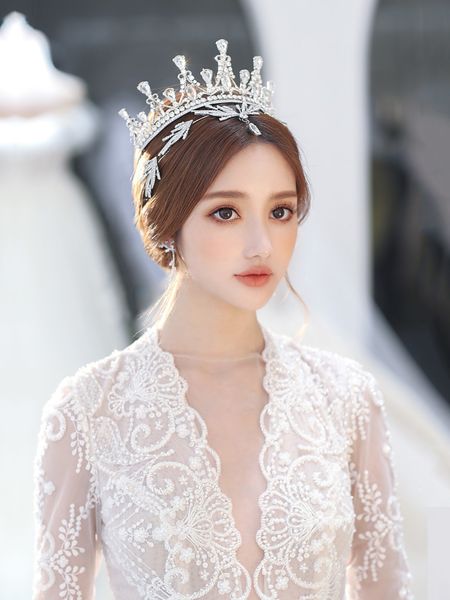 

msuper bride silver crystal atmosphere temperament queen fairy wedding dress headdress diamond crown forehead jewelry m