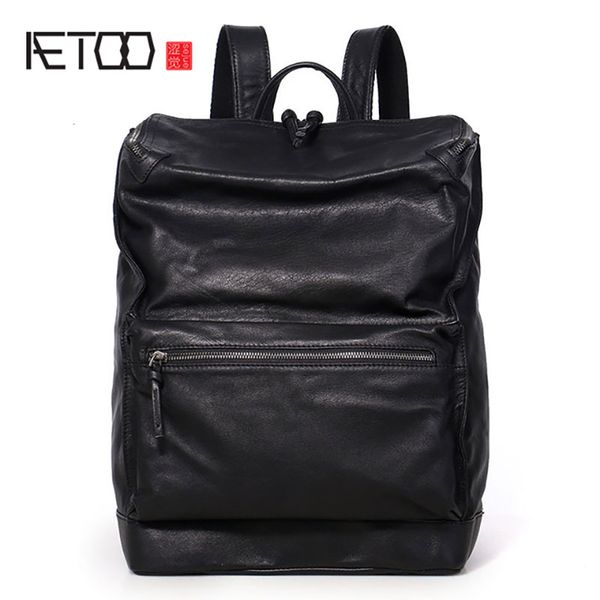 

hbp aetoo trendy leather backpack, men's computer shoulder bag, head leather large-capacity mountain climbing backpack