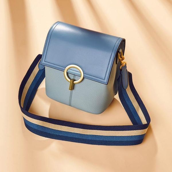 

foxtail & lily summer new genuine leather panelled messenger bags women leather crossbody mini shoulder bag small bucket bag