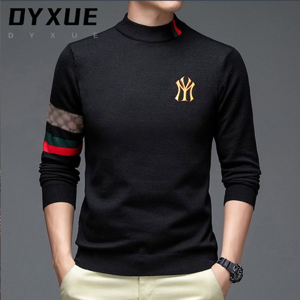 

men's round neck high-end brand sweater, wool, casual, warm, fashion, 2021, White;black
