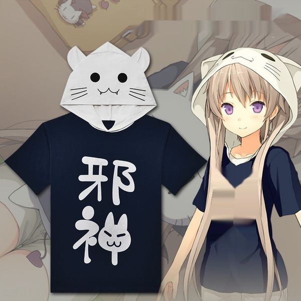 

quartet of and anime fans on the other side of the cang sideevil god youban square short sleeve fans zhenbai same men's and women, White
