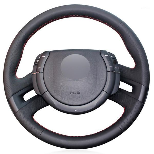 

black pu faux leather diy hand-stitched car steering wheel cover for c4 picasso c- 2007-20201