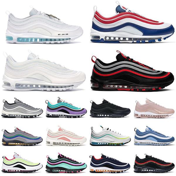 

97 mens running shoes triple black white 97s reflective bred game royal men women sports sneakers